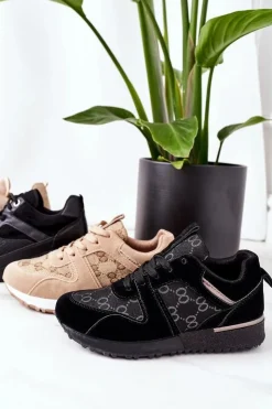 Evento Buty Sportowe Na Platformie*Sportowe Buty Sneakersy Czarno-Srebrne Aruba