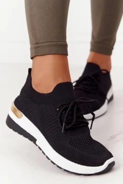 New Boto Sportowe Buty Sneakersy Na Koturnie Czarne Adeyla