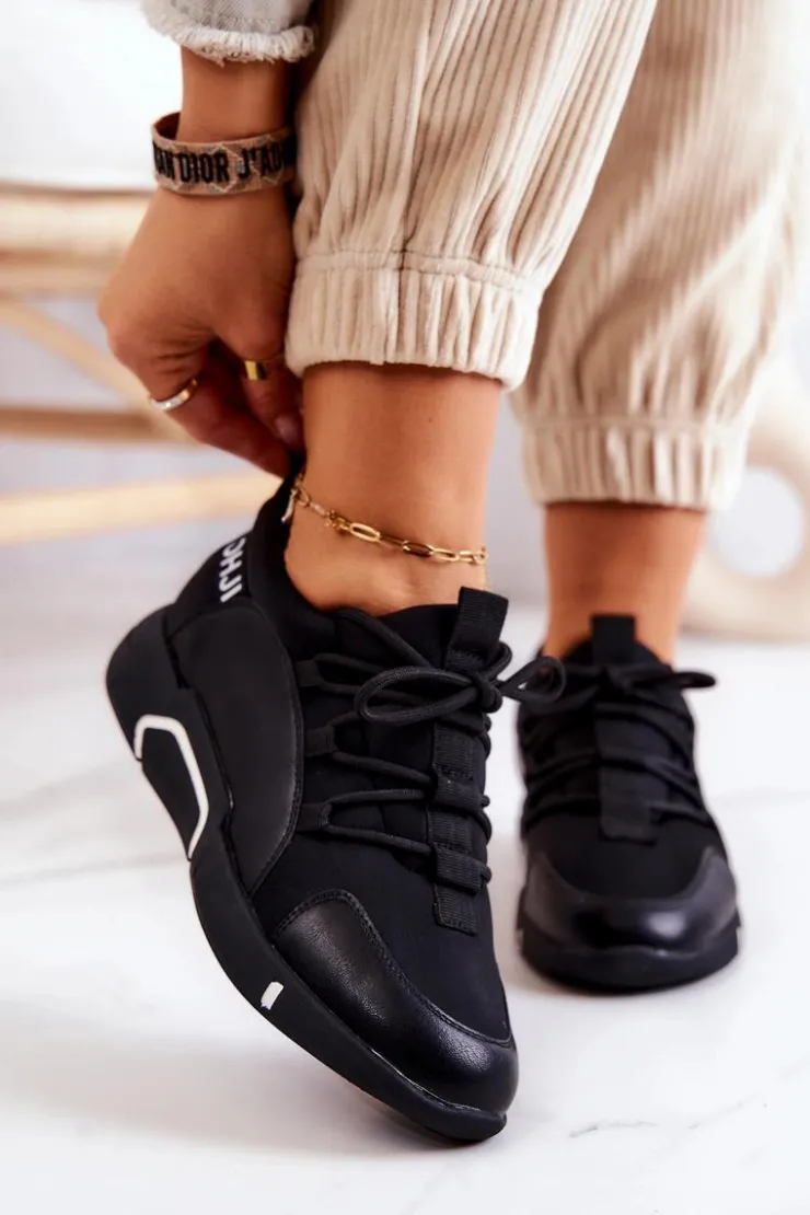 Damskie Buty damskie Vinceza Sportowe Buty Sneakersy Wsuwane Czarne Marvene