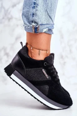 Damskie Big Star Shoes Sportowe Młodzieżowe Big Star Czarne GG274464