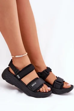 Big Star Shoes Sportowe Sandały Damskie Na Platformie Big Star RR274A077 Czarne Czarny