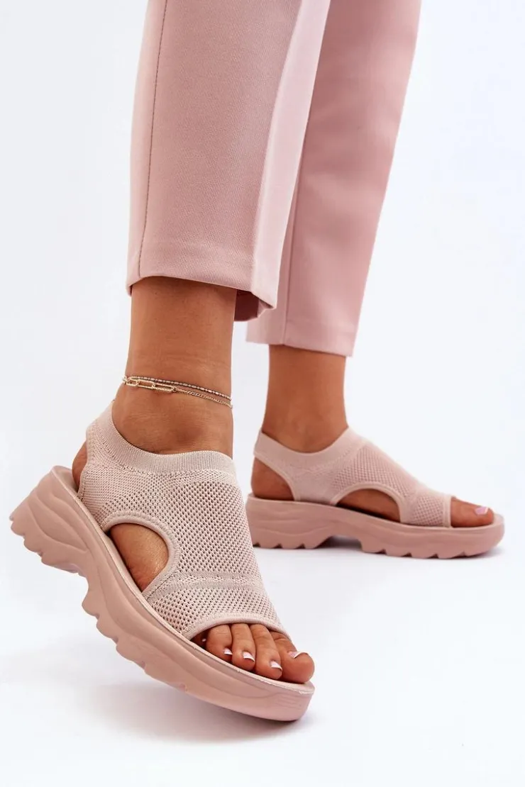 Outlet Boto Sportowe Sandały Damskie Na Grubej Podeszwie Różowe Deinaleia