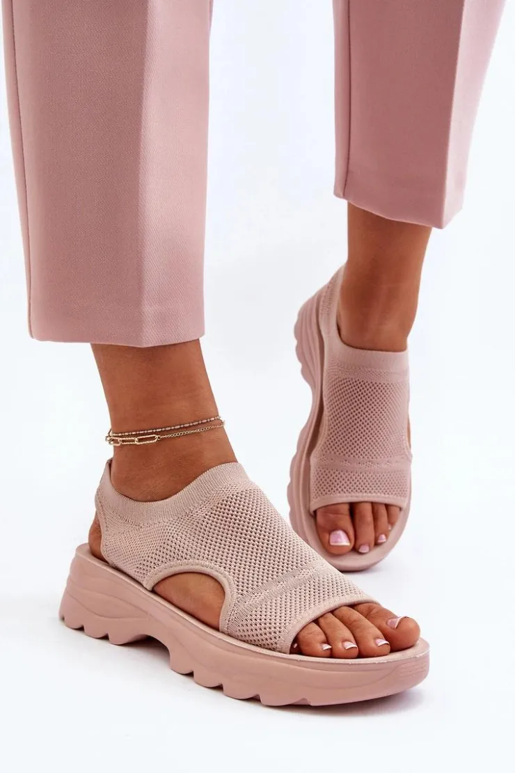 Outlet Boto Sportowe Sandały Damskie Na Grubej Podeszwie Różowe Deinaleia