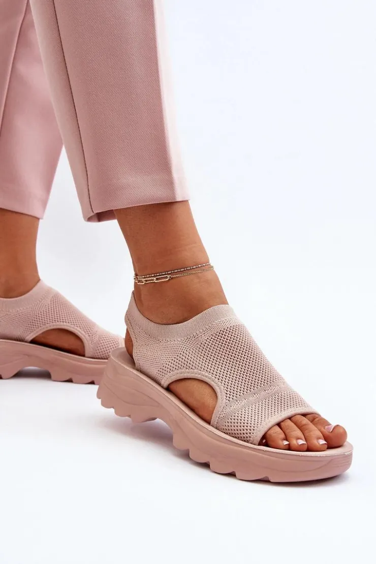 Outlet Boto Sportowe Sandały Damskie Na Grubej Podeszwie Różowe Deinaleia