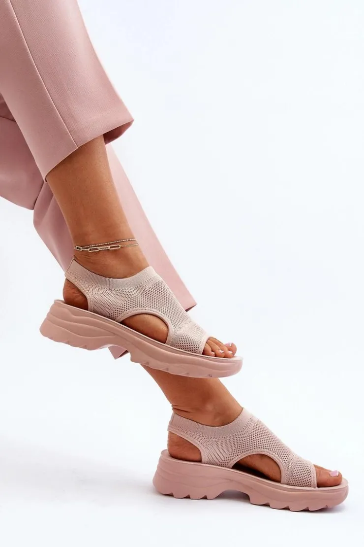 Outlet Boto Sportowe Sandały Damskie Na Grubej Podeszwie Różowe Deinaleia