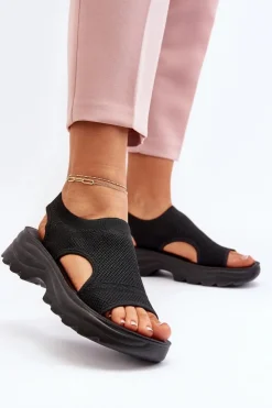 Best Boto Sportowe Sandały Damskie Na Grubej Podeszwie Czarne Deinaleia Czarny