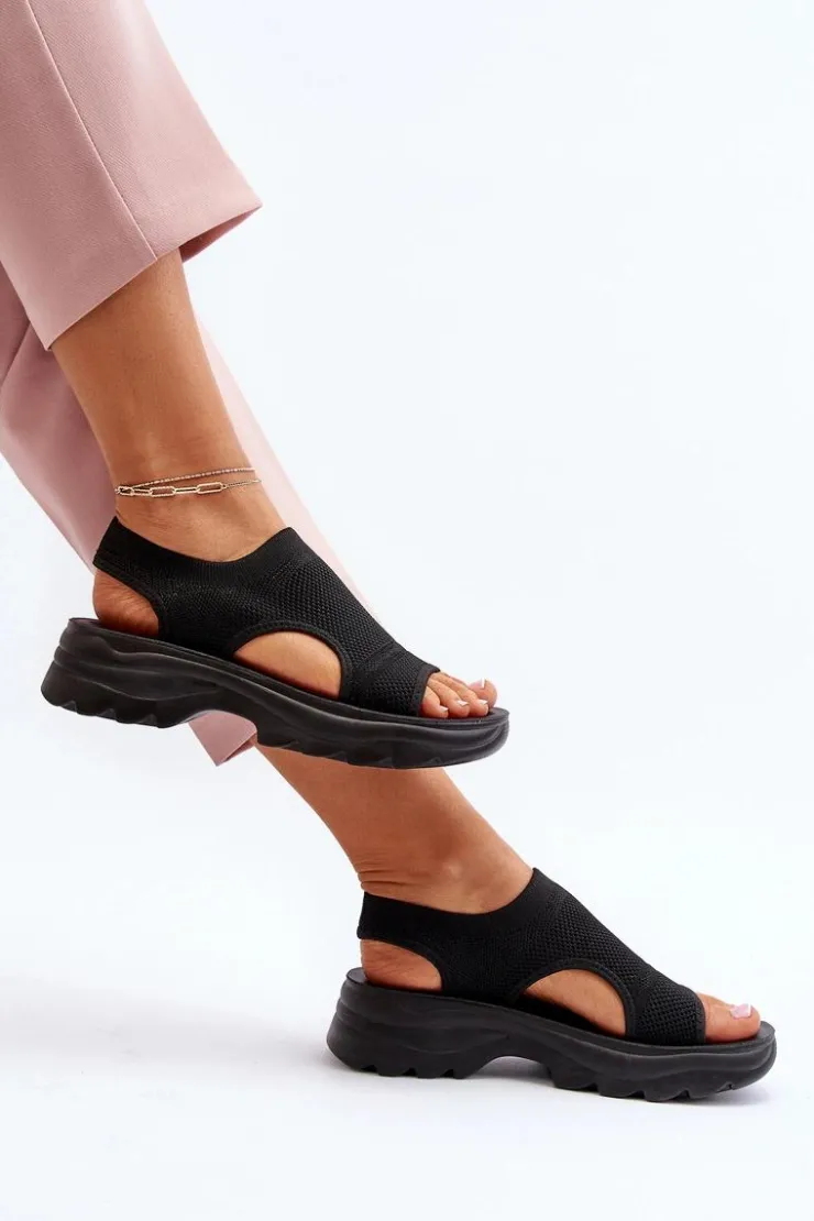 Best Boto Sportowe Sandały Damskie Na Grubej Podeszwie Czarne Deinaleia Czarny