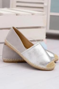 Damskie Boto Srebrne Damskie Wsuwane Espadryle Paoli