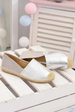 Damskie Boto Srebrne Damskie Wsuwane Espadryle Paoli