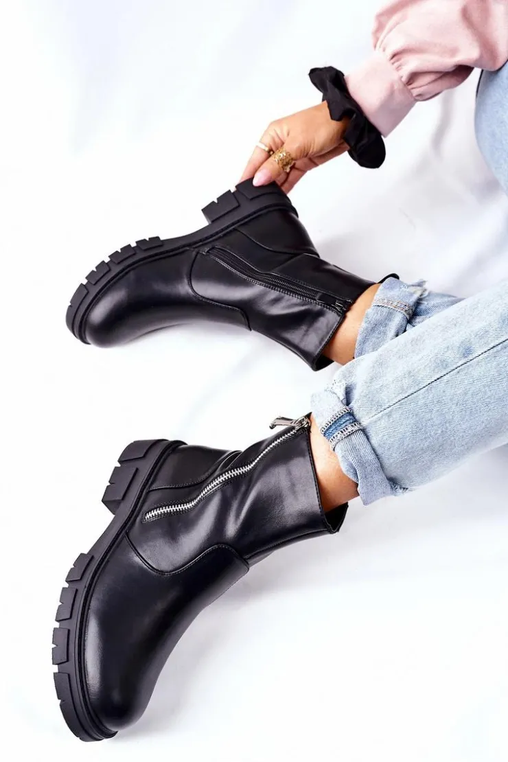 New Damskie buty S.Barski Stylowe Botki Damskie S. Barski Czarne Gles