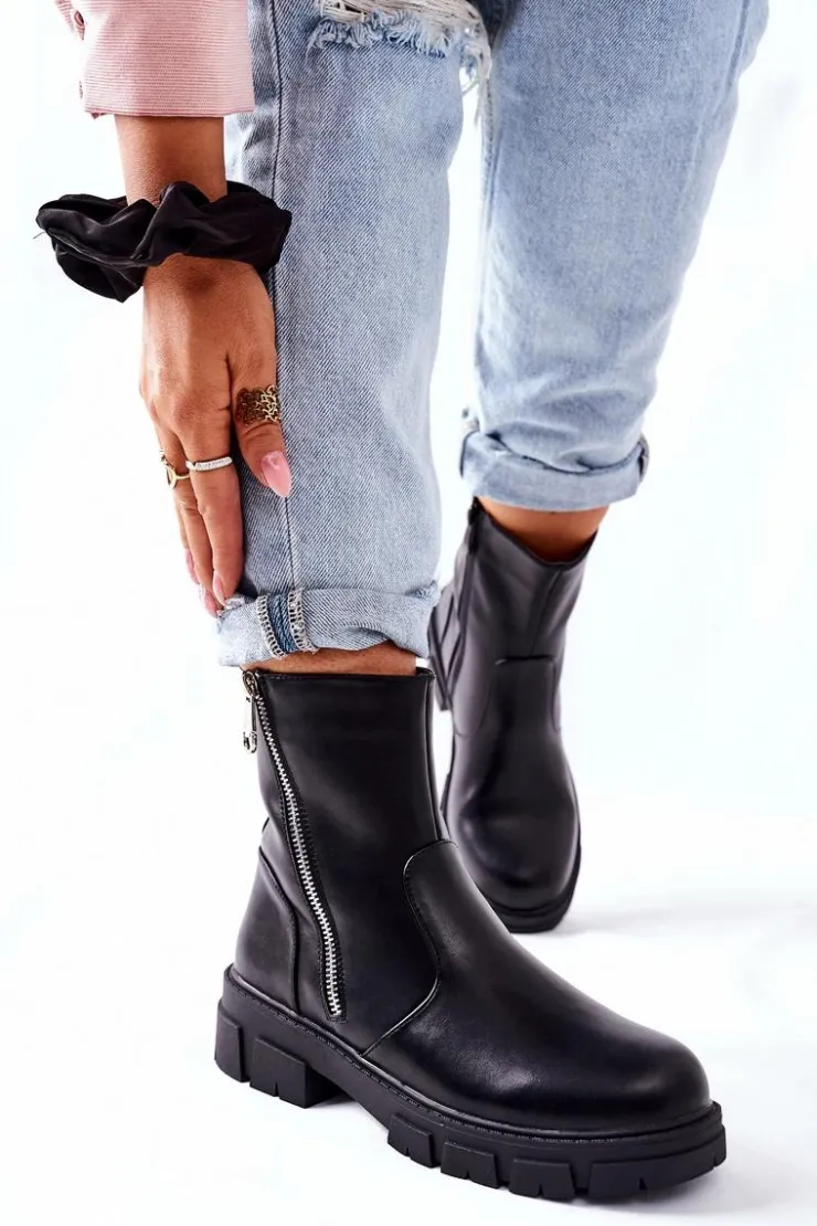 New Damskie buty S.Barski Stylowe Botki Damskie S. Barski Czarne Gles