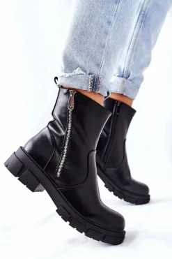 New Damskie buty S.Barski Stylowe Botki Damskie S. Barski Czarne Gles