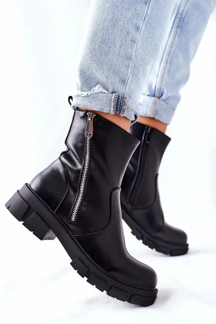 New Damskie buty S.Barski Stylowe Botki Damskie S. Barski Czarne Gles