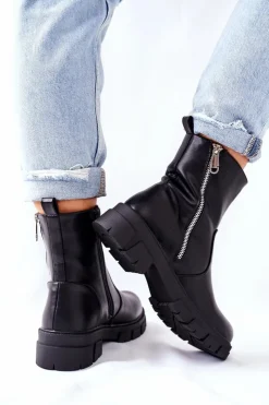 New Damskie buty S.Barski Stylowe Botki Damskie S. Barski Czarne Gles