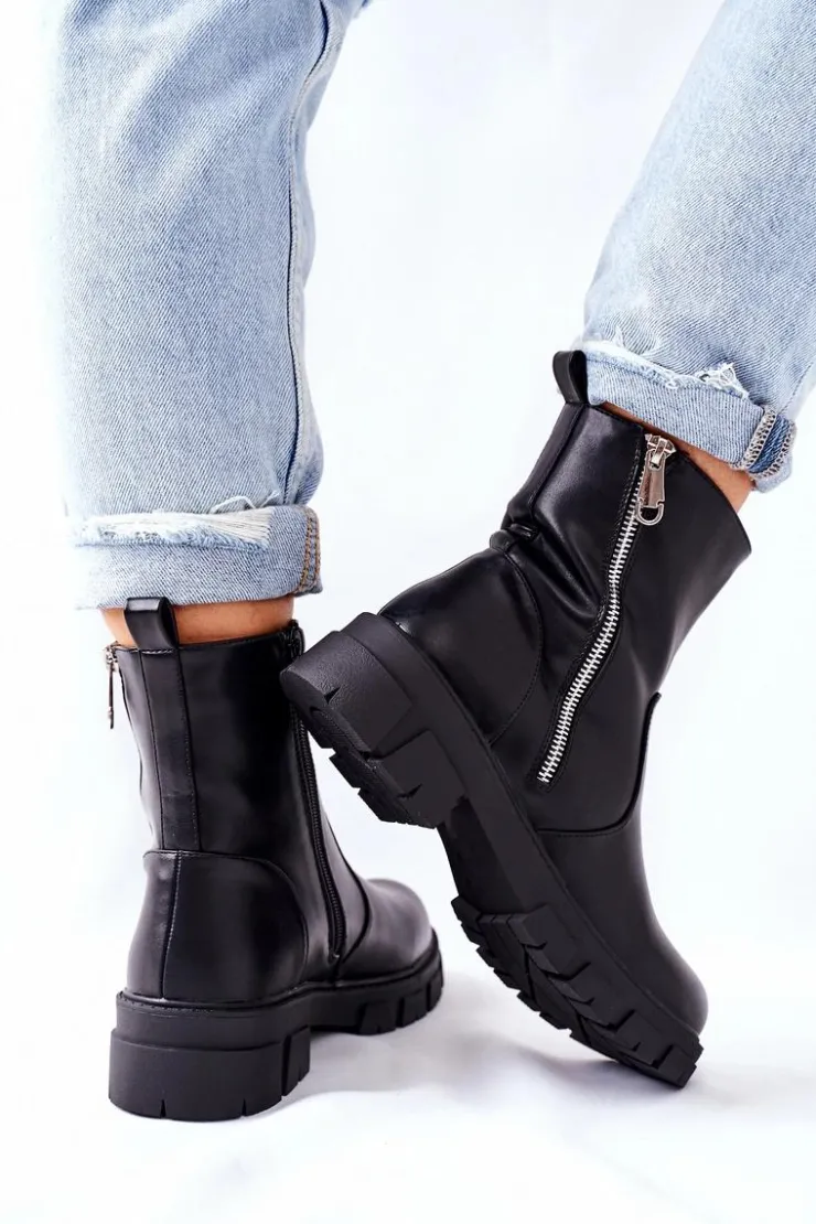 New Damskie buty S.Barski Stylowe Botki Damskie S. Barski Czarne Gles