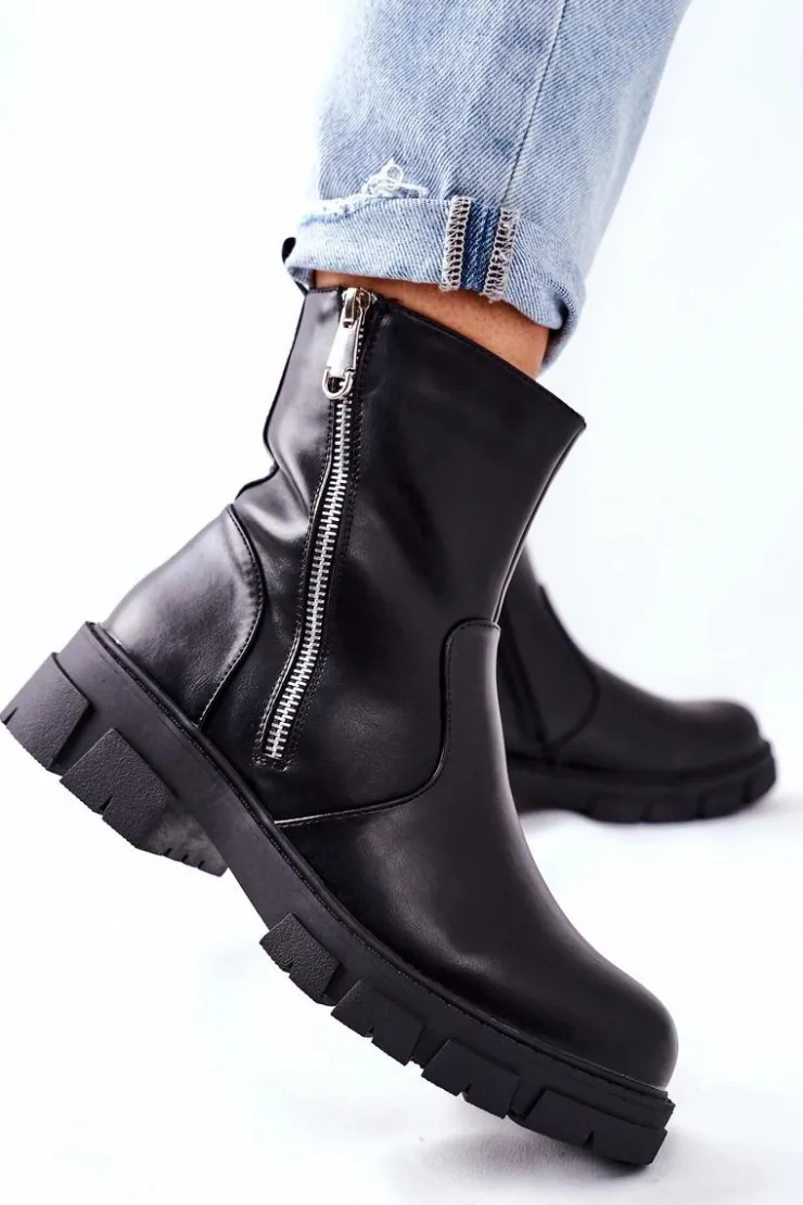 New Damskie buty S.Barski Stylowe Botki Damskie S. Barski Czarne Gles