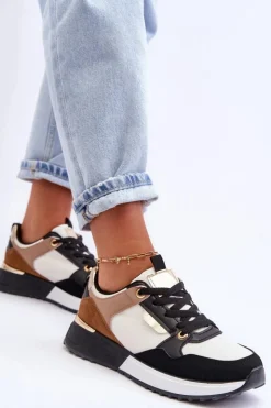 Damskie Boto Stylowe buty sportowe damskie Beżowo-Czarne Katenia