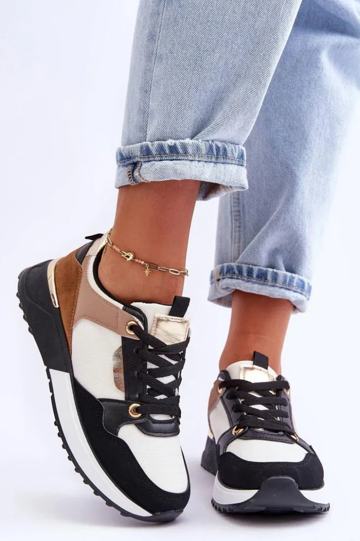 Damskie Boto Stylowe buty sportowe damskie Beżowo-Czarne Katenia