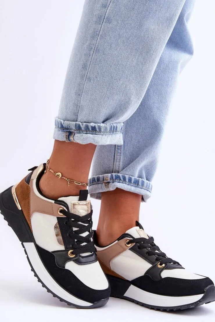 Damskie Boto Stylowe buty sportowe damskie Beżowo-Czarne Katenia