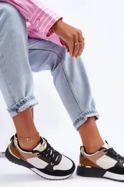 Damskie Boto Stylowe buty sportowe damskie Beżowo-Czarne Katenia