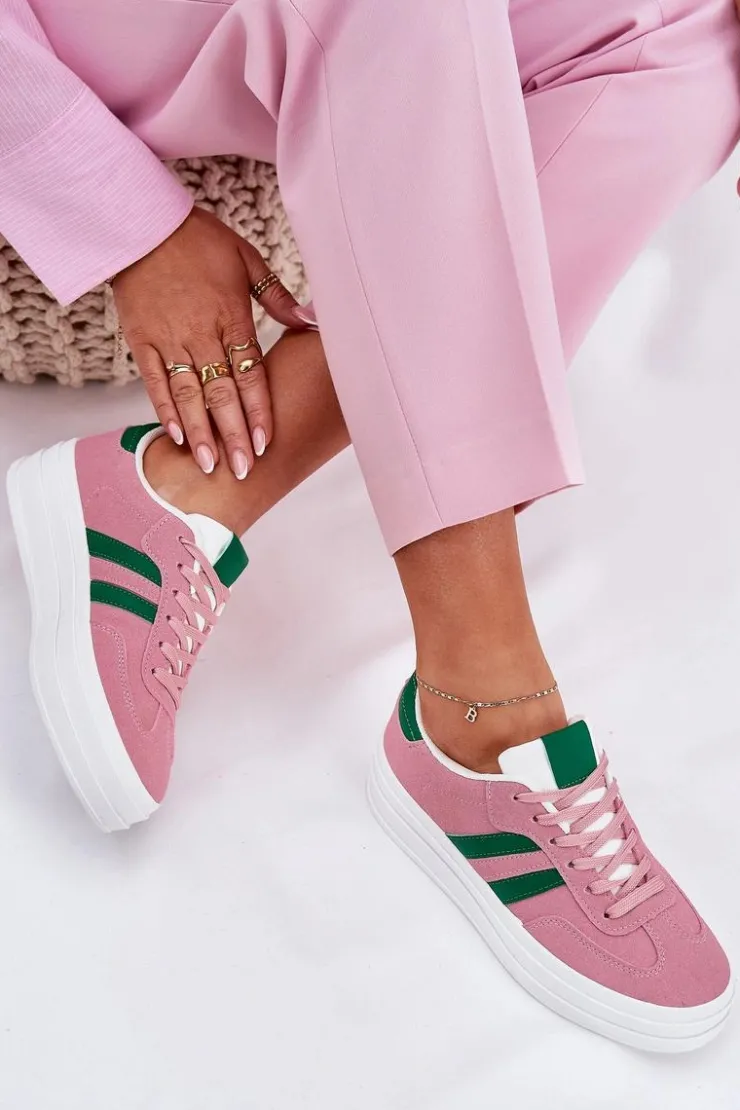 Best Boto Stylowe Sneakersy Damskie Na Platformie Różowe Silavia