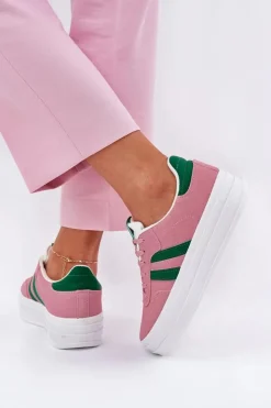 Best Boto Stylowe Sneakersy Damskie Na Platformie Różowe Silavia