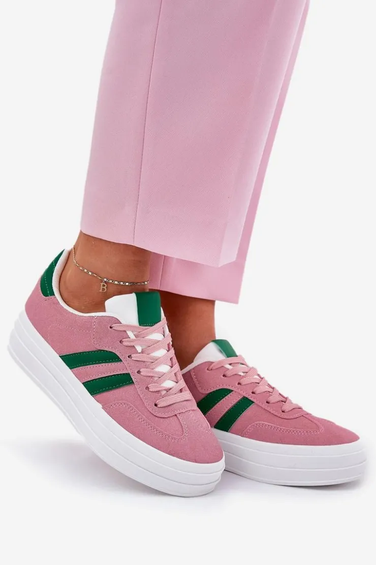 Best Boto Stylowe Sneakersy Damskie Na Platformie Różowe Silavia