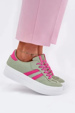 Boto Sneakersy Damskie*Stylowe Sneakersy Damskie Na Platformie Zielone Silavia