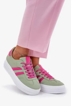 Boto Sneakersy Damskie*Stylowe Sneakersy Damskie Na Platformie Zielone Silavia