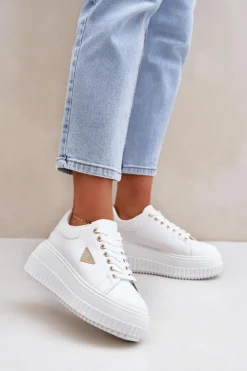 Boto Buty Sportowe Na Platformie|Sneakersy Damskie*Stylowe Sneakersy Na Masywnej Platformie Białe Vallexia