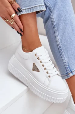 Boto Buty Sportowe Na Platformie|Sneakersy Damskie*Stylowe Sneakersy Na Masywnej Platformie Białe Vallexia