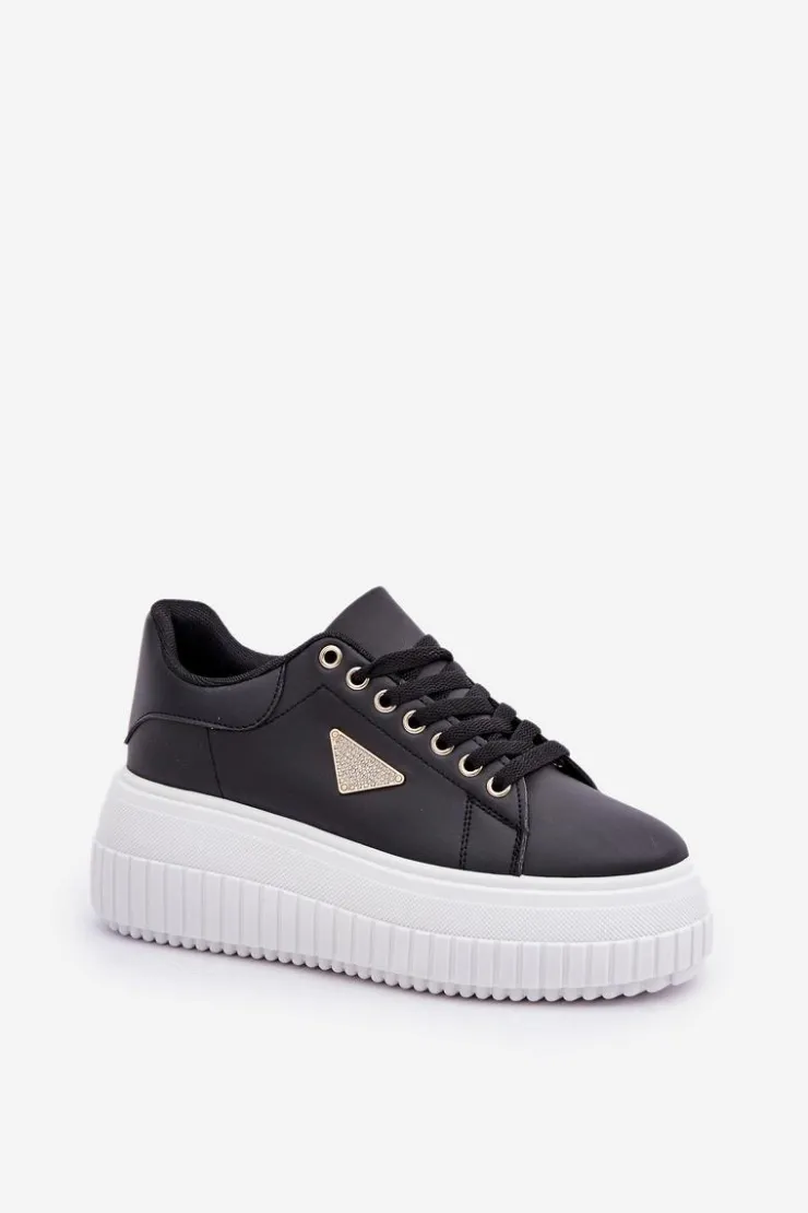 Damskie Boto Stylowe Sneakersy Na Masywnej Platformie Czarno-Białe Vallexia