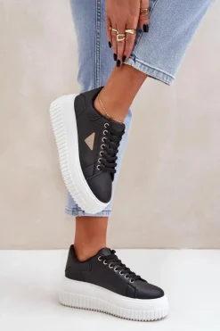 Damskie Boto Stylowe Sneakersy Na Masywnej Platformie Czarno-Białe Vallexia