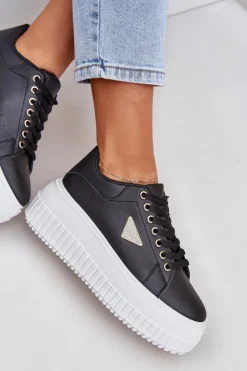 Damskie Boto Stylowe Sneakersy Na Masywnej Platformie Czarno-Białe Vallexia