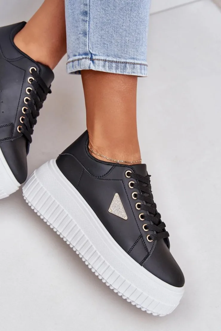 Damskie Boto Stylowe Sneakersy Na Masywnej Platformie Czarno-Białe Vallexia