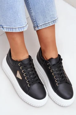 Damskie Boto Stylowe Sneakersy Na Masywnej Platformie Czarno-Białe Vallexia