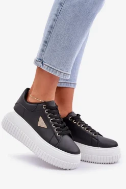 Damskie Boto Stylowe Sneakersy Na Masywnej Platformie Czarno-Białe Vallexia