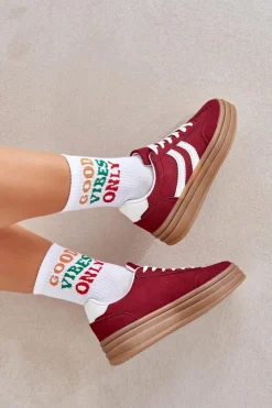 Boto Buty Sportowe Na Platformie|Sneakersy Damskie*Stylowe Sneakersy Na Platformie Bordowe Doriwa