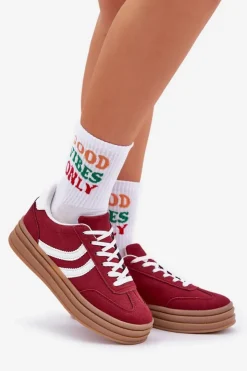 Boto Buty Sportowe Na Platformie|Sneakersy Damskie*Stylowe Sneakersy Na Platformie Bordowe Doriwa