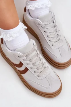 Damskie Boto Stylowe Sneakersy Na Platformie Szare Doriwa