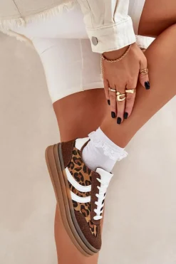 Boto Buty Sportowe Na Platformie|Sneakersy Damskie*Stylowe Sneakersy W Panterkę Na Platformie Brązowe Doriwa