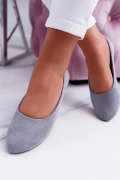 Discount Boto Szare Damskie Balerinki Zamsz Buenos