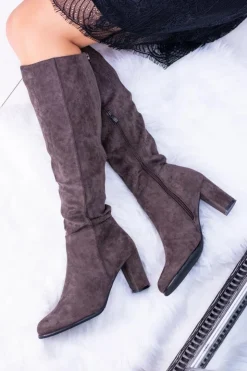 Online Buty Sergio Leone Szare Damskie Kozaki Zamszowe Sergio Leone KZ271