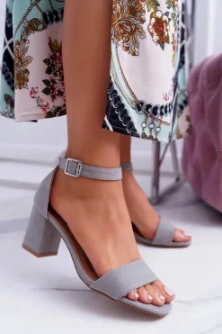 Damskie Buty damskie Vinceza Szare Damskie Sandały Na Słupku Zamsz NewGenua