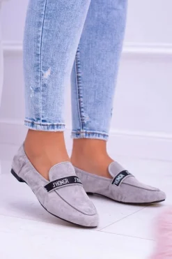 Boto Mokasyny Damskie Zamszowe*Szare Mokasyny Damskie Lu Boo Horten