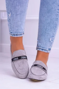 Boto Mokasyny Damskie Zamszowe*Szare Mokasyny Damskie Lu Boo Horten