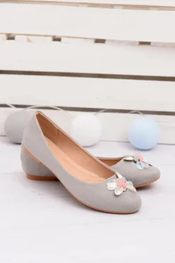 Damskie Boto Szare Zamszowe Damskie Balerinki Blume