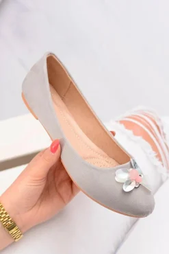 Damskie Boto Szare Zamszowe Damskie Balerinki Blume