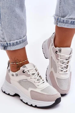 Sale Boto Sznurowane Buty Sportowe Na Platformie Białe Escape