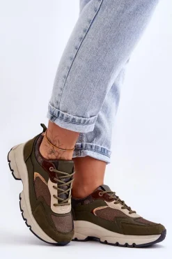 Damskie Boto Sznurowane Buty Sportowe Na Platformie Zielone Escape